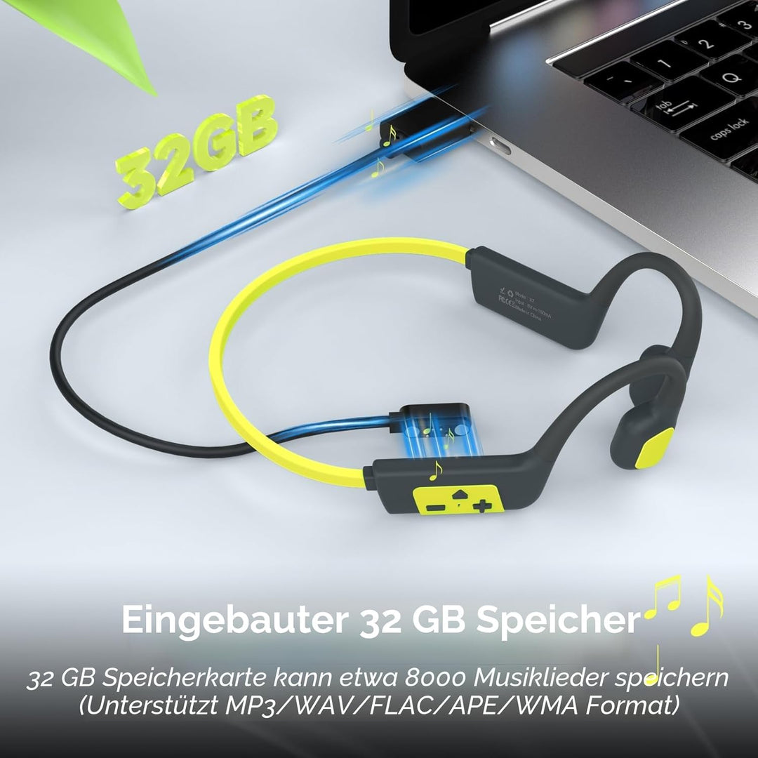 IFECCO Kopfhörer Schwimmen, Knochenschall Kopfhörer Bluetooth 5.4, IP68 wasserdichte Open Ear Kopfhö