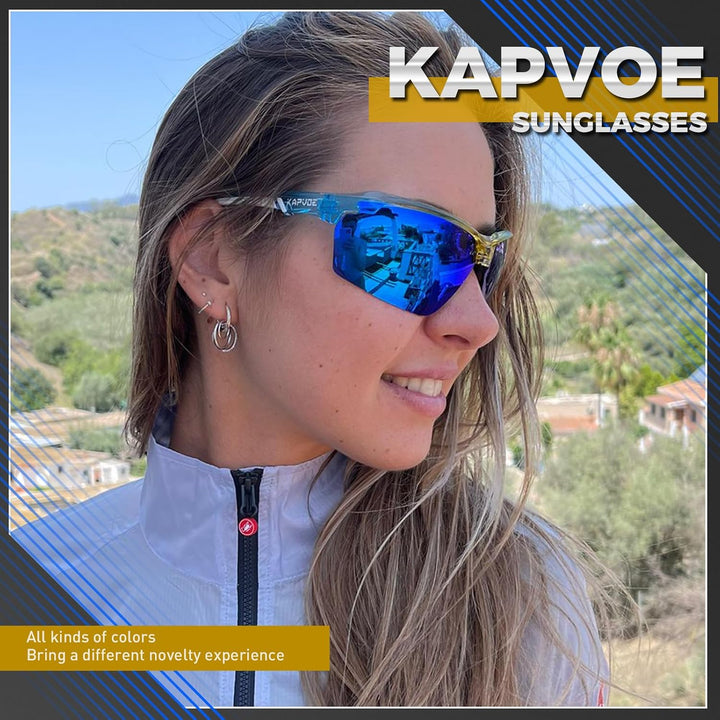 KAPVOE Fahrradbrille Polarisiert Sonnenbrille Sportbrille MTB Brille Radbrille Herren Damen Rennrad
