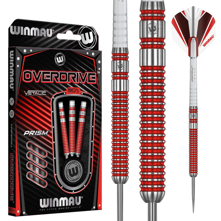 WINMAU Overdrive Dartpfeile aus Wolfram Steeltip mit Prismenflügeln und Schäften (Schäfte) 23 g, 23