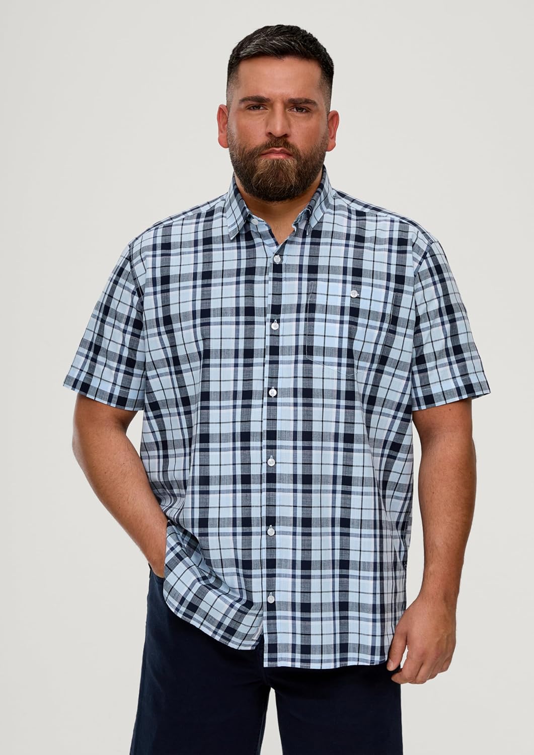 s.Oliver Herren Hemd Kurzarm XXL Blau 50n2, XXL Blau 50n2