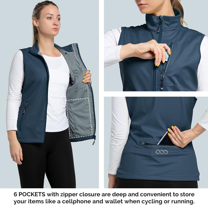 33,000ft Damen Leichte Laufweste Outdoor Softshell Weste Frau Ärmellose Jacke Winddichte Wasserdicht