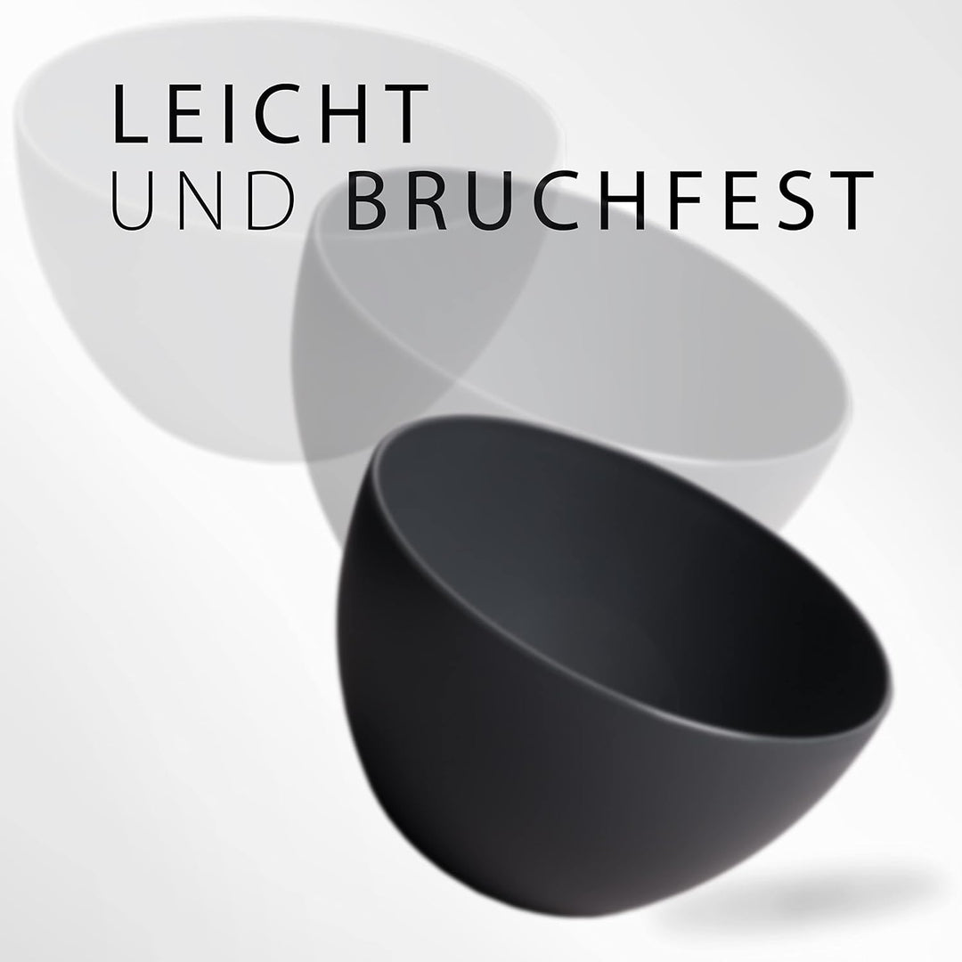 Hausfelder Müslischalen 12er Set, schwarze Schalen aus bruchsicherem Kunststoff, Suppenschalen, Dess