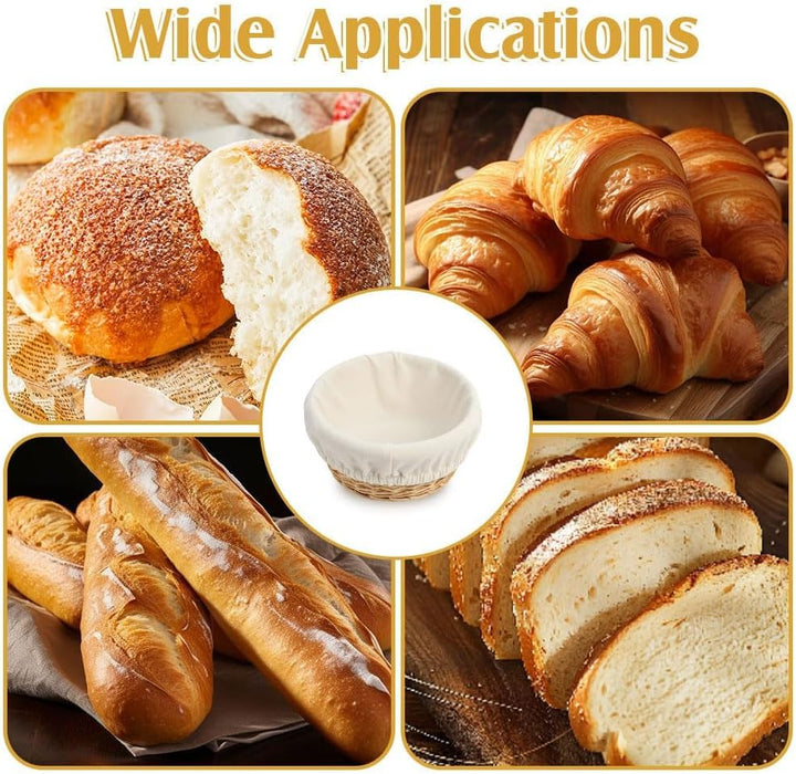 6 Stück Bäckerleinen aus Leinen, 25 cm Teigtuch für Gärkörbe, Strudeltuch Gärtuch zum Brotbacken, Ba