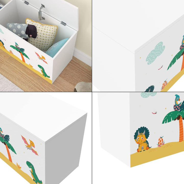 [en.casa] Spielzeugkiste Oleiros mit aufklappbarem Deckel Aufbewahrungsbox für Kinderzimmer Bücher S