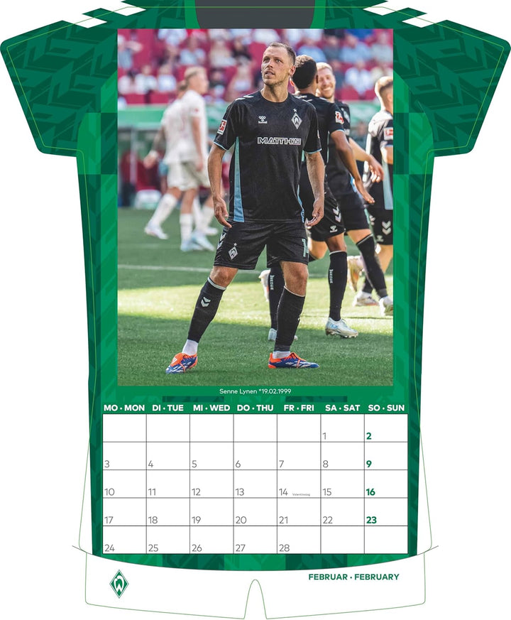 N NEUMANNVERLAGE - Werder Bremen 2025 Trikotkalender, 34,1x42cm, Fussball-Kalender mit Motiven der S