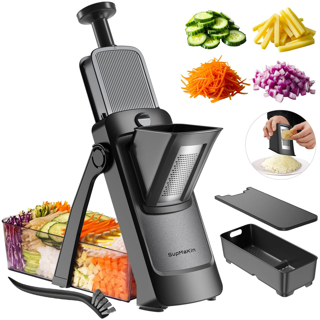 SupMakin Gemüseschneider, Once for All Verstellbar Gemüsehobel Genius Mandoline Vegetable Slicer Kar
