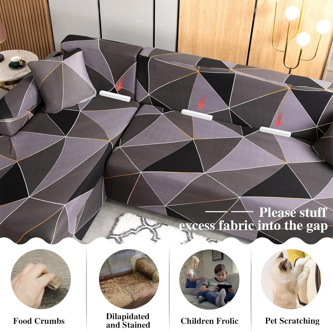Jaotto Sofa Überwürfe Sofabezug Elastische Spandex Stretch Sofabezüge Couchbezug für L-Form Sofa Uni