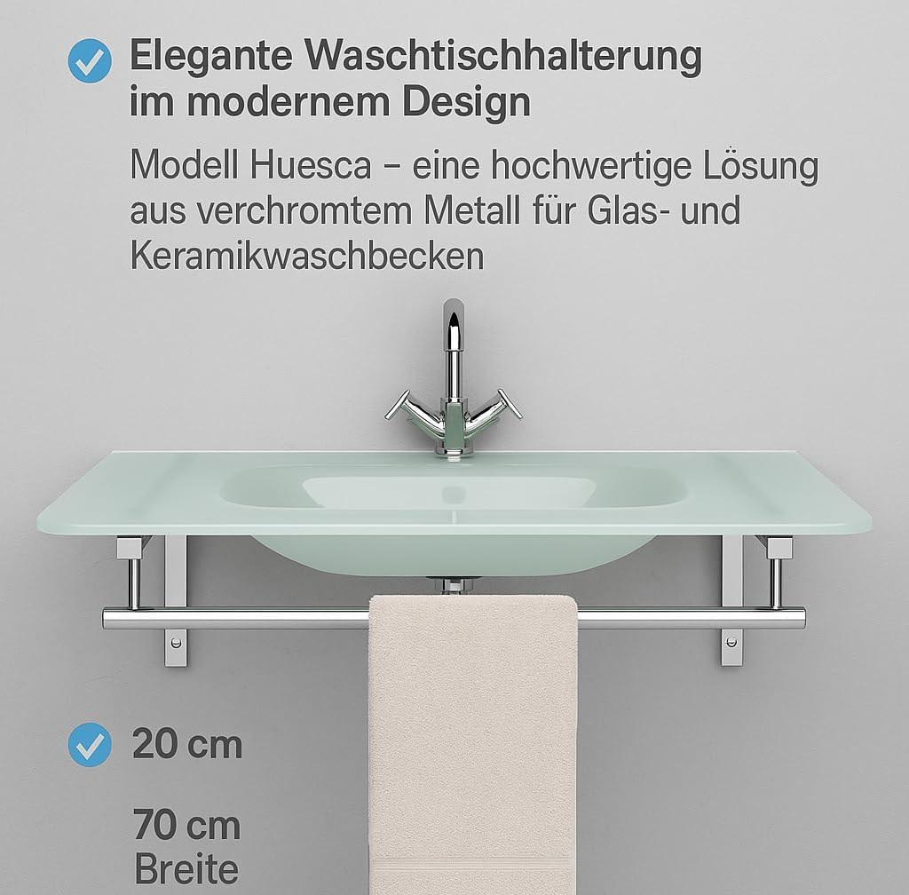Art of Baan Waschtisch-Halterung I Wandkonsole für Waschbecken oder Waschtischplatte I Handtuch-Halt