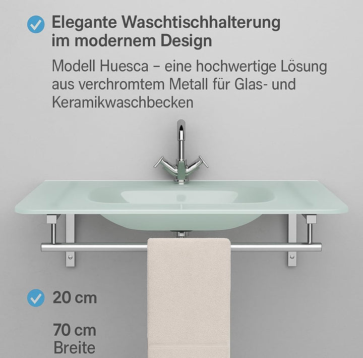 Art of Baan Waschtisch-Halterung I Wandkonsole für Waschbecken oder Waschtischplatte I Handtuch-Halt