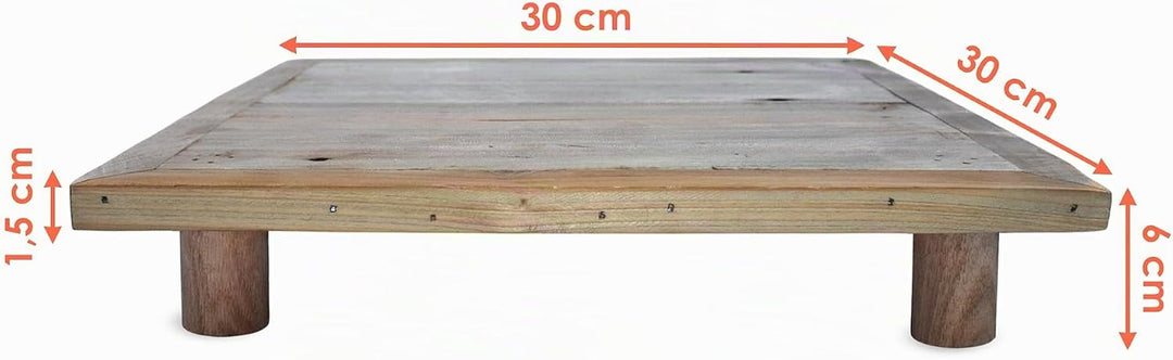 Spetebo Deko Blumenteller natur quadratisch - 30 x 30 cm - Holz Pflanzenhocker mit 4 Füssen - Dekoho
