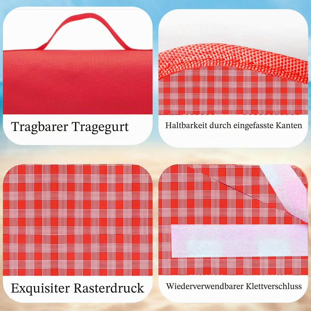 Picknickdecke Wasserdicht, 200x200 cm Piknik decke gross, Strandmatte mit Tragegriff Wasserdicht San