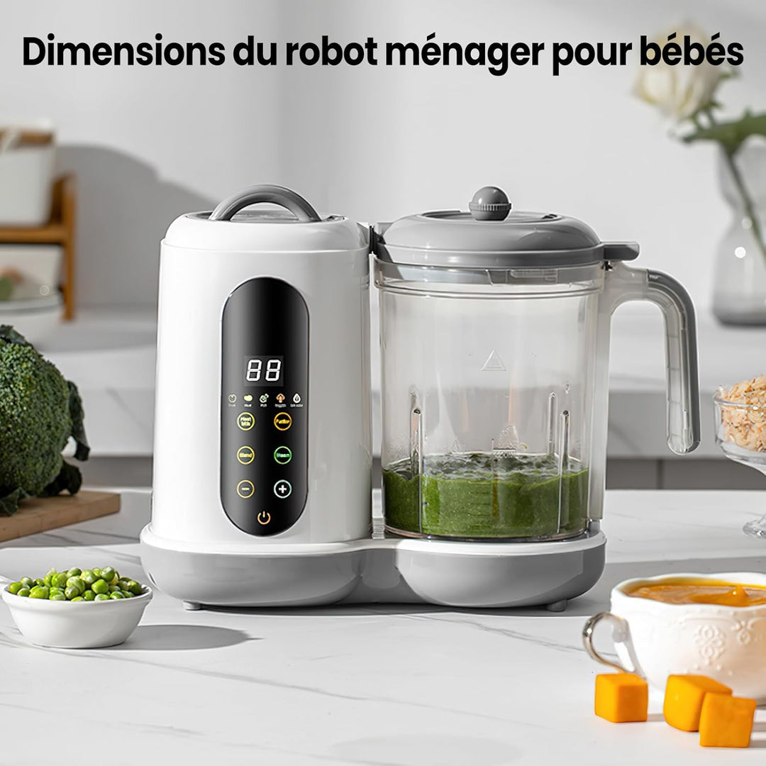 4-in-1 Babybrei Zubereiter &amp; Dampfgarer Mixer Baby, 400ml Baby Küchenmaschine mit Touchscreen, Autom