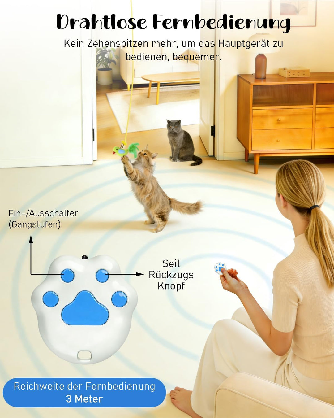 Elektrisches Katzenspielzeug, Interaktives Katzenspielzeug Mit Fernbedienung, 360° Automatische Bewe