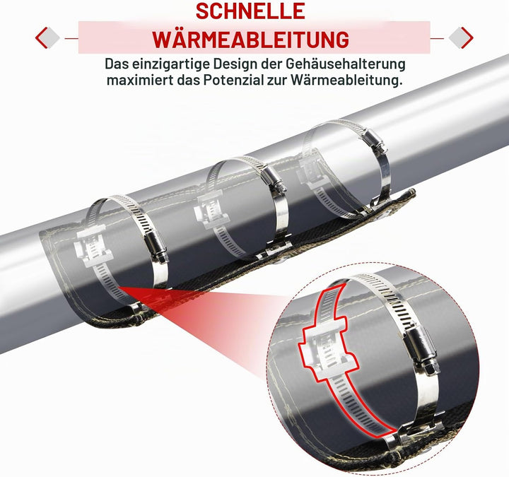 Hitzeschutzband Auspuff, Hitzeschutzmatte 30 x 15 cm Titanium Auspuffband Hitzeschild, mit Schlauchk