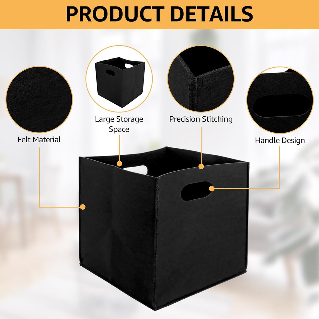 6 Stück Aufbewahrungsboxen 30x30x30 cm, Boxen Aufbewahrung Schwarz, Filzkorb Aufbewahrung, Filzbox A