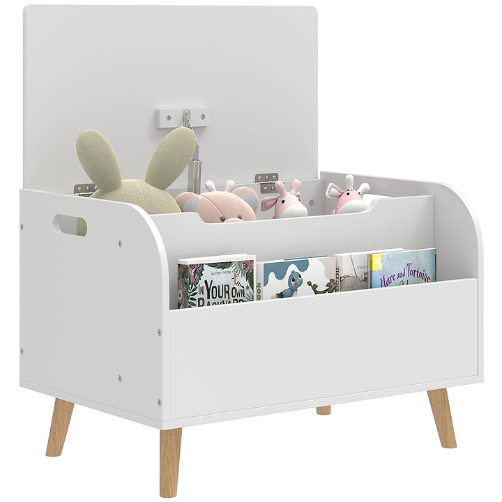 AIYAPLAY Spielzeugkiste mit Klappdeckel 60x40x43cm Weiss