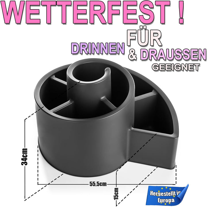 BigDean Kräuterspirale aus Kunststoff in Anthrazit BxH 55,5x34 cm – Kräuterschnecke - Blumentreppe m