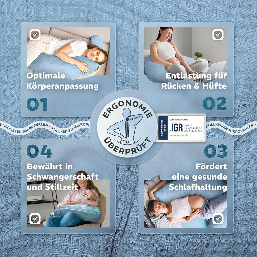 sei Design Stillkissen Mikroperlen XXL Lagerungskissen Schwangerschaftskissen Seitenschläferkissen 1