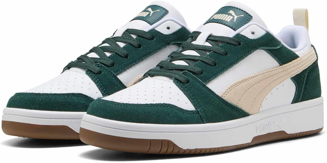 Puma Unisex Rebound V6 LowSneaker 36.5 EU Green Terrain Alpine Snow Puma Weiss, 36.5 EU Green Terrai