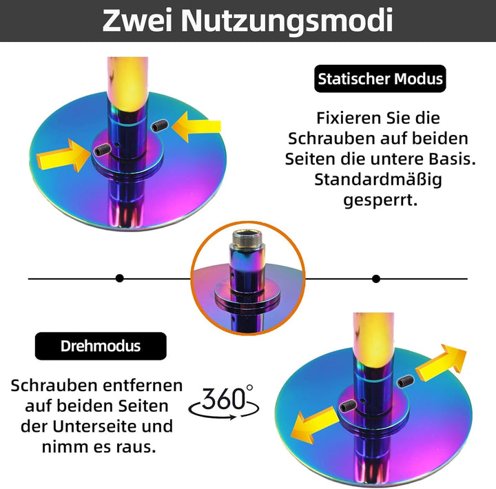 PRIOR FITNESS Pole Dance Tanzstange 45mm von 2,35 bis 2,74 m Höhenverstellbar,2 Modi: drehend/statis
