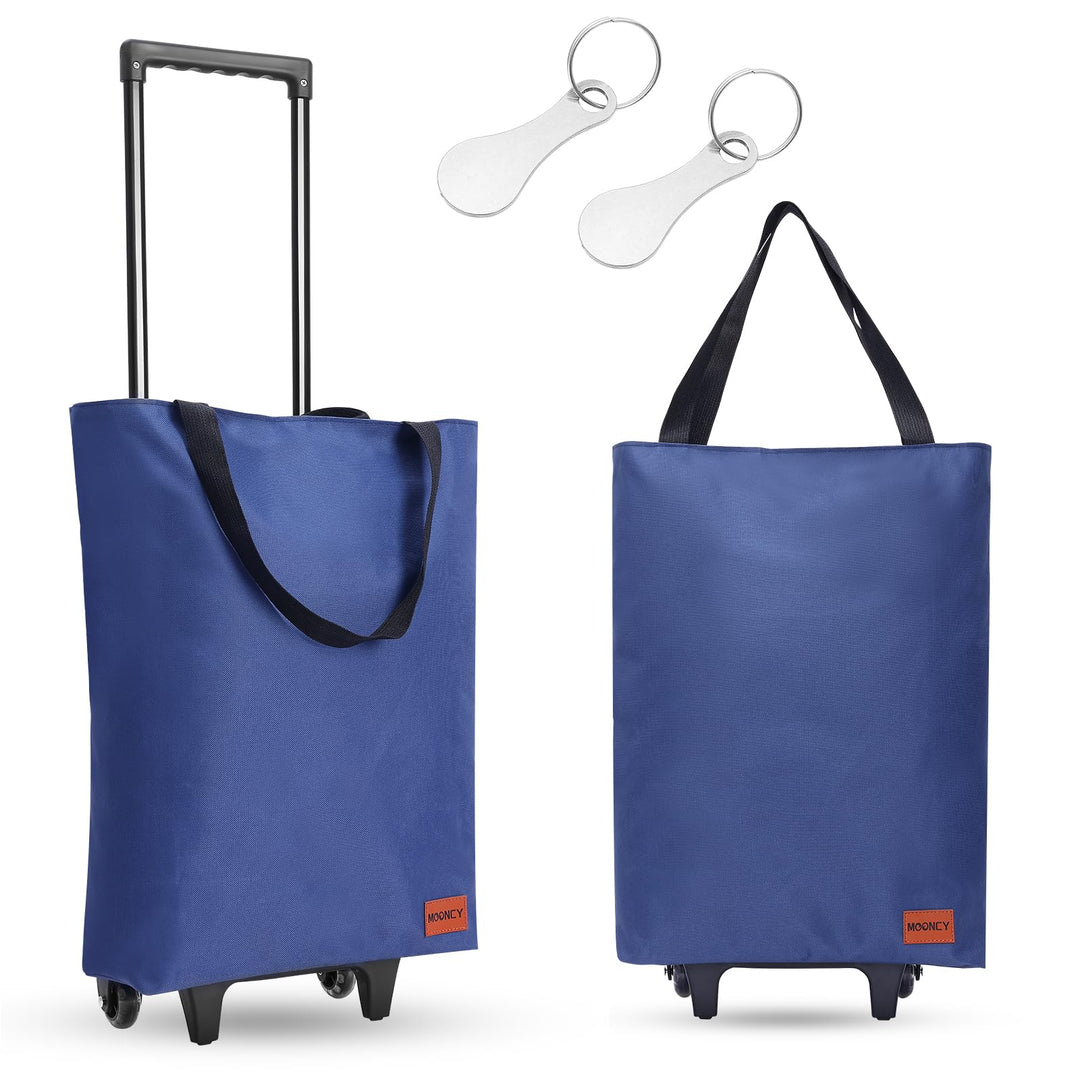 MOONCY 2-in-1 Einkaufstrolley, 30L Grosse Einkaufstasche auf Rollen, Leichter Einkaufswagen Klappbar