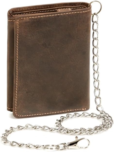 LEAS Biker-Kombibörse mit Riegel und Chrom-Kette Box Echt-Leder, braun Vintage-Collection''