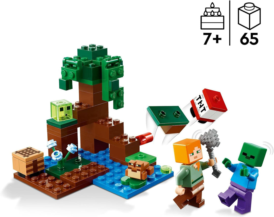 LEGO Minecraft Das Sumpfabenteuer Set, Spielzeug mit Figuren mit Alex- und Zombie-Figuren im Biom, G