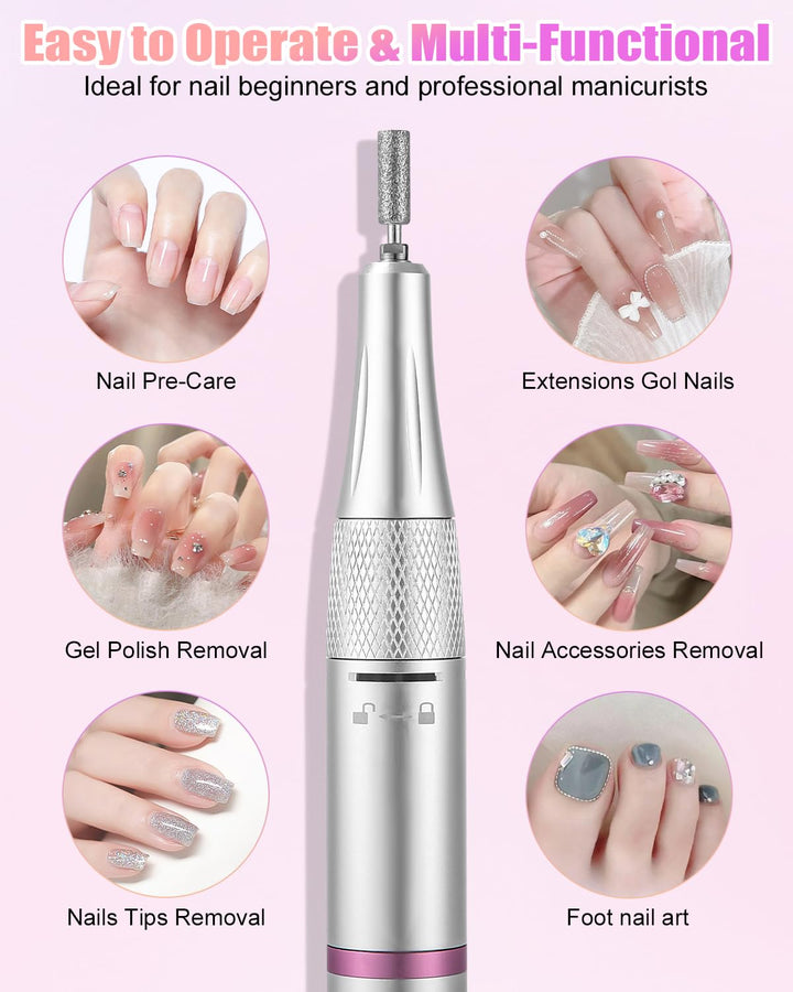 Elektrische Nagelfräser 35000 U/min,Electric Nail Drill Kit,Professionell Maniküre set, Tragbarer Na