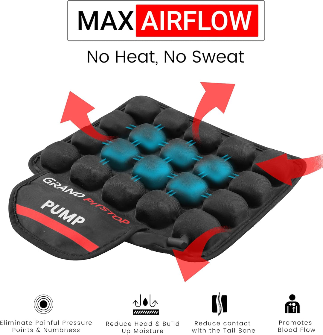 GRAND PITSTOP Motorcycle Air Seat Cushion with Air Filling Pump, Inflatable Bubble Air Pads with Bre