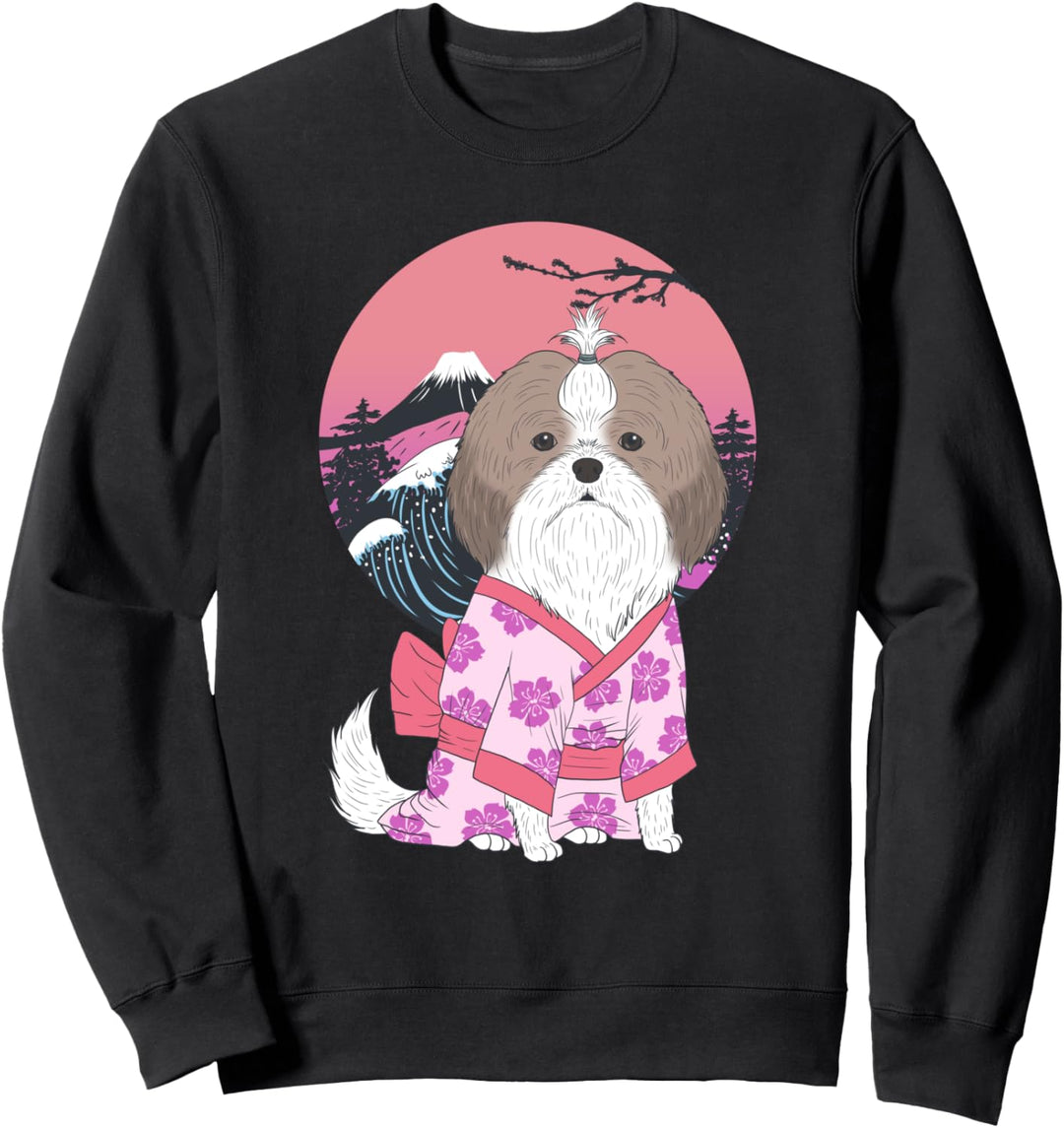 Shih Tzu Dog Japanese Art Harajuku Retro Aethestic Vintage Sweatshirt