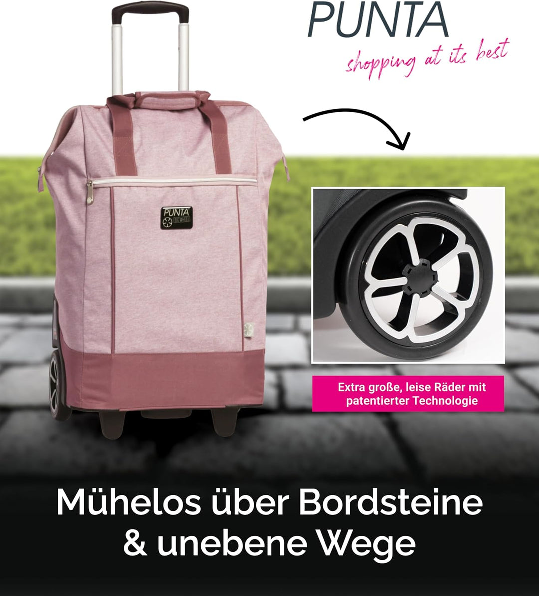 Punta® Einkaufstrolley Big Wheel 40L | grosser & Stabiler Einkaufsroller mit XL-Rädern | leise & lei
