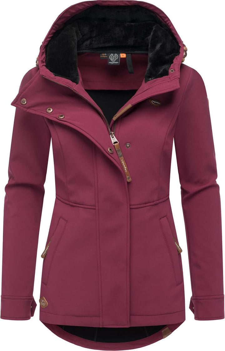 Ragwear Damen Sotfshelljacke Übergangsjacke mit Teddyfleece-Kapuze Yba Intl XS-6XL XS Wine25, XS Win