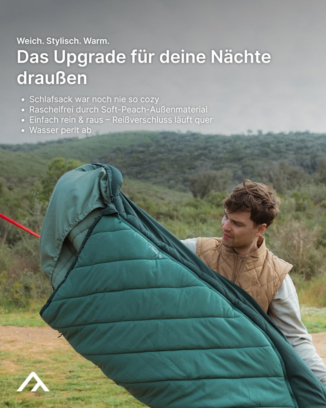 qeedo Buddy XL 8 Schlafsack XXL, extra breit, Outdoor Sommer (8-25°C) 3 Jahreszeiten - Mumienschlafs