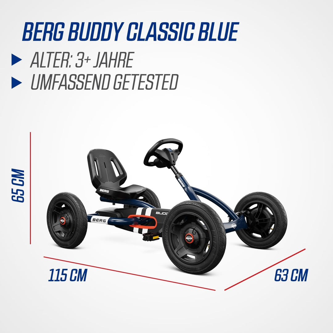 BERG Buddy Classic Pedal Gokart Blau | Kinderfahrzeug | Tretfahrzeug mit hohem Sicherheitsstandard |