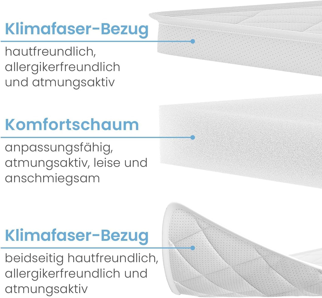 maxVitalis Komfortschaum Matratzen Topper 90x200cm, 6 cm Höhe, atmungsaktiver Matratzentopper, Matra
