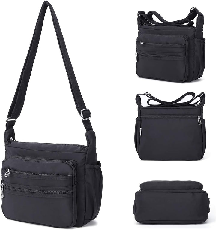 NOTAG Damen Umhängetasche, Wasserdicht Nylon Schultertasche Multi-Tasche Messenger Bag 2 Size (Schwa