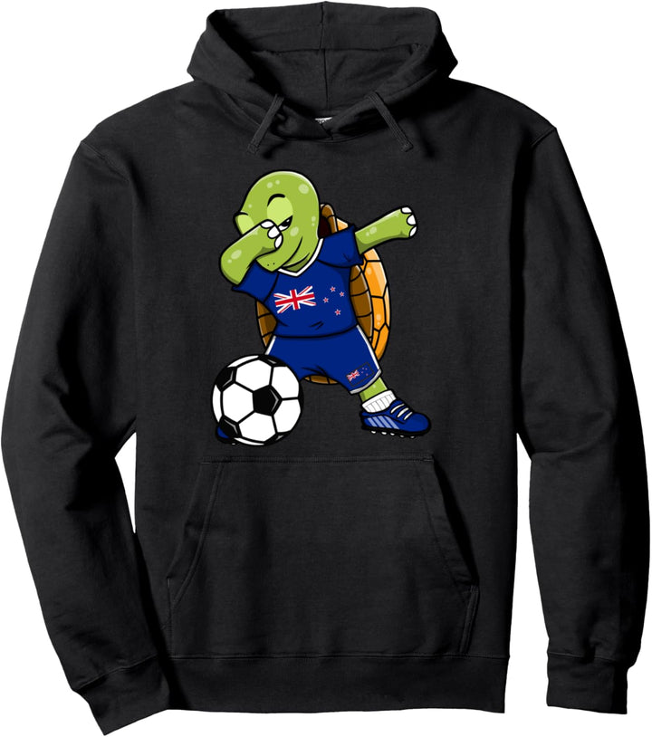 Dab Schildkröte Neuseeland Fussball Neuseeländische Flagge Pullover Hoodie