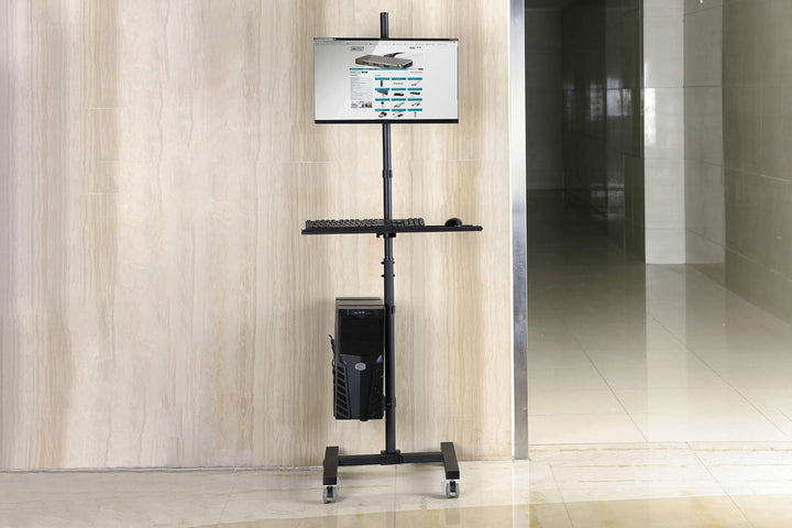 DIGITUS mobiler Steh-Arbeitsplatz – Monitor-Halterung, Tastaturablage und PC-Halterung – Flexible Hö