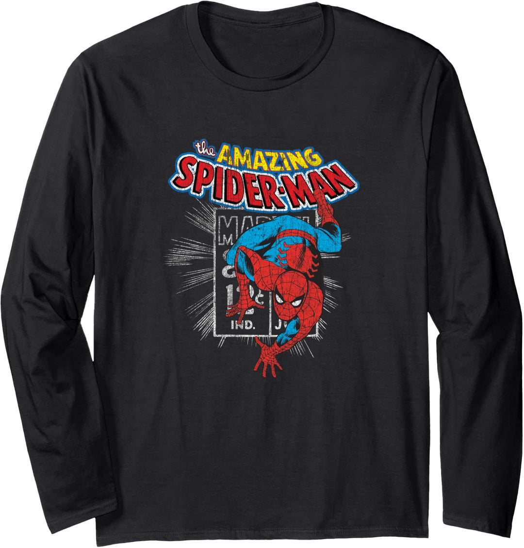 Marvel The Amazing Spider-Man Vintage Comic Poster Langarmshirt