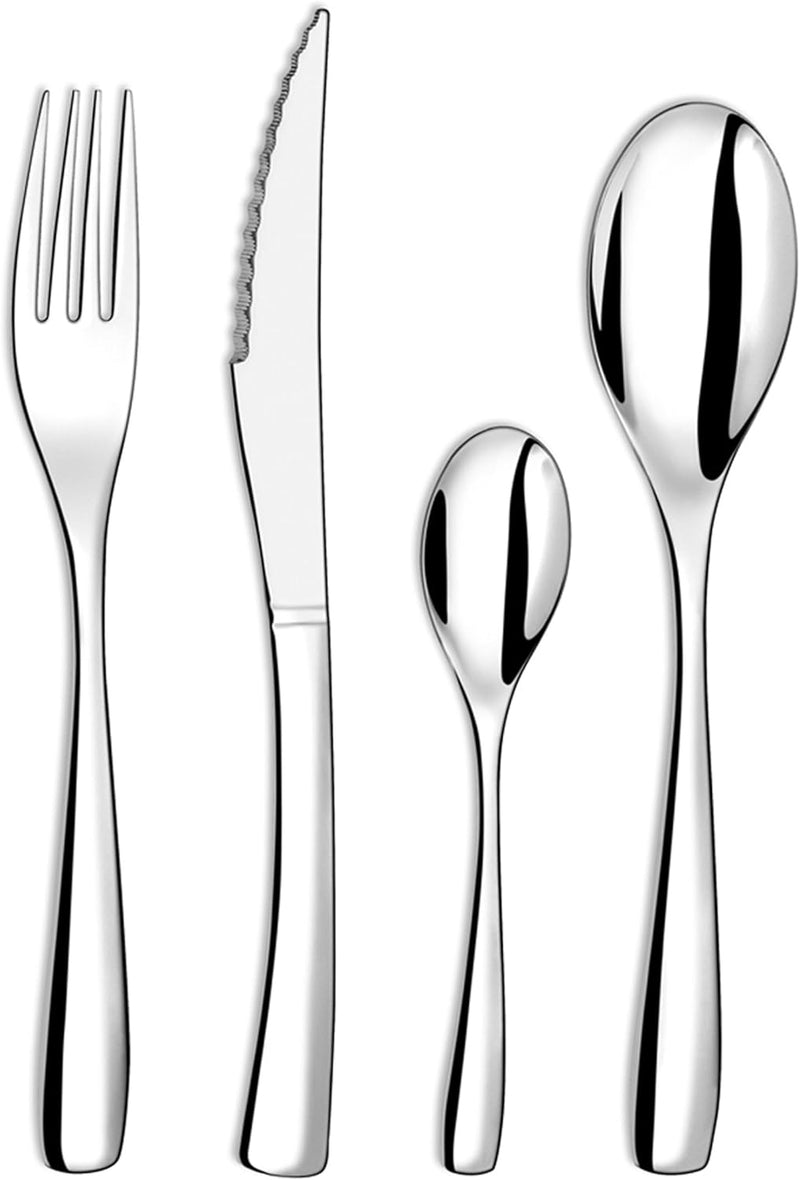 Amefa Besteck DANUBE, harmonisches Tafelbesteck für 6 Personen, Edelstahl glänzend, 24-teilig