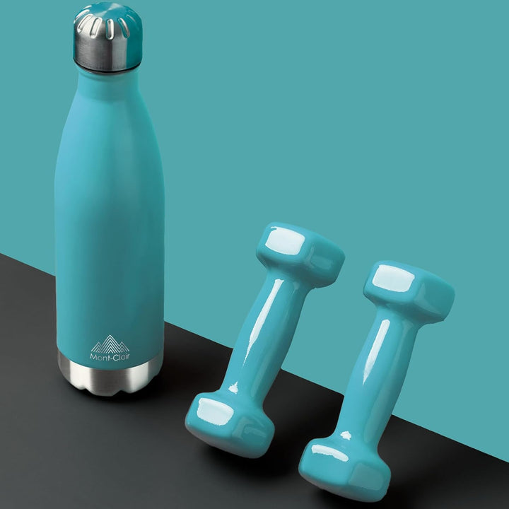 H2O Trinkflasche aus Edelstahl 1 Liter Auslaufsicher | Doppelwandig isoliert hält Getränke bis 24 St