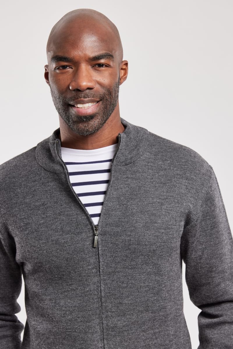 Armor Lux Herren Cardigan mit Reissverschluss Plouescat aus Wolle Strickjacke (1er Pack) S Grau (150