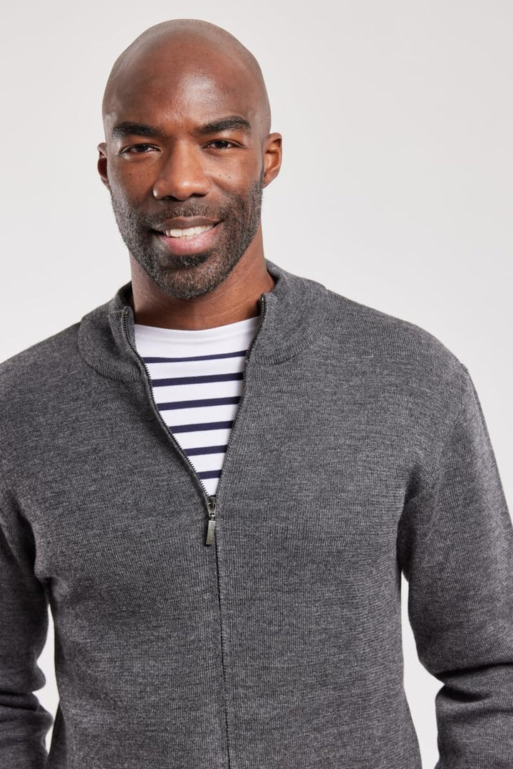 Armor Lux Herren Cardigan mit Reissverschluss Plouescat aus Wolle Strickjacke (1er Pack) S Grau (150