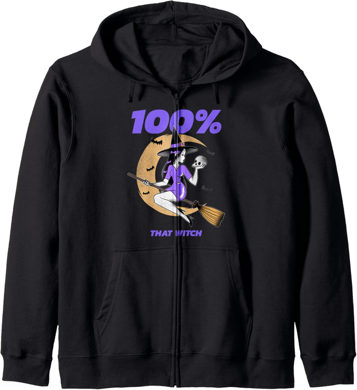 100% Hexe lustiges Kostüm Halloween Kapuzenjacke