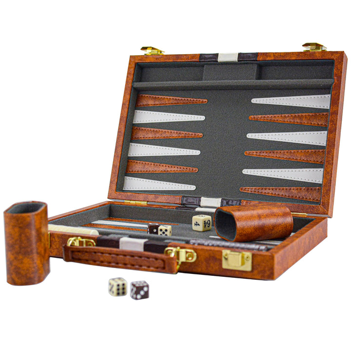Backgammon Set 11" Klassisches Back Gammon Koffer Baggamon Spiel für Erwachsene Kinder (Braun-11 Zol