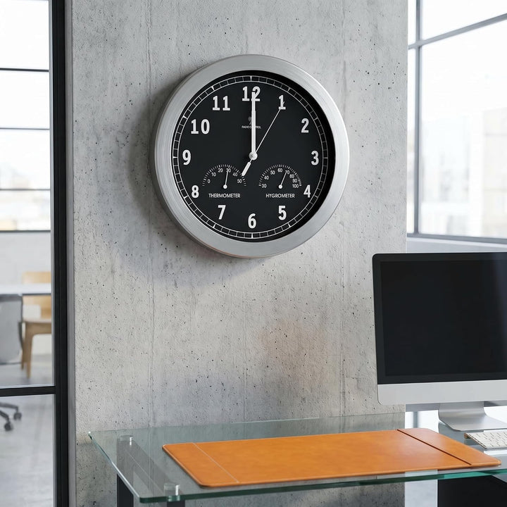 bonVIVO Funk Wanduhr ohne Tickgeräusche Grosse Küchenuhr Funkuhr für Wand in Bad Büro Home Office Wo