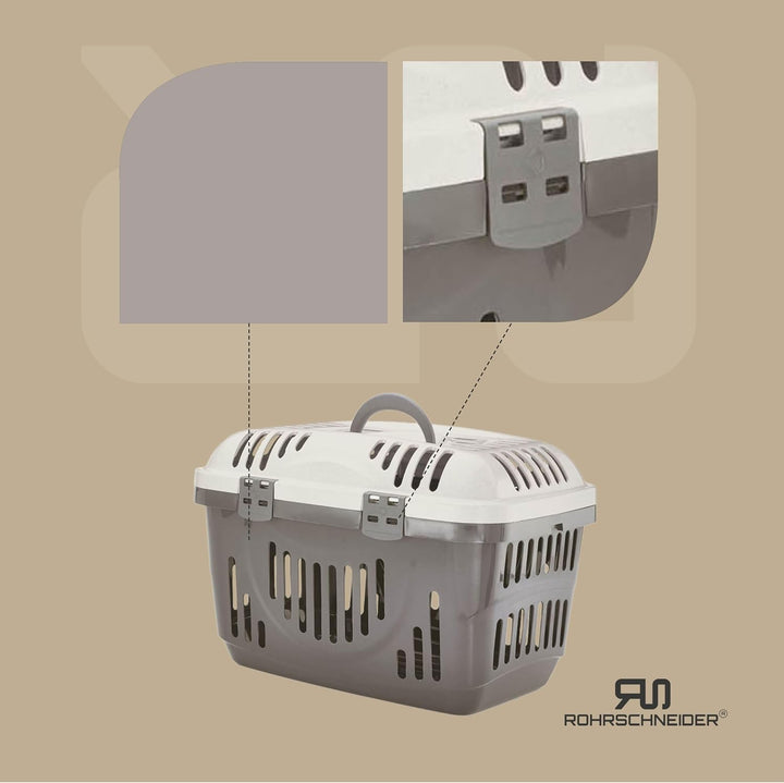 Rohrschneider® Katzen Transportbox | Transportbox Katze | Tierbox | Transportbox mit Griff| Katzenbo