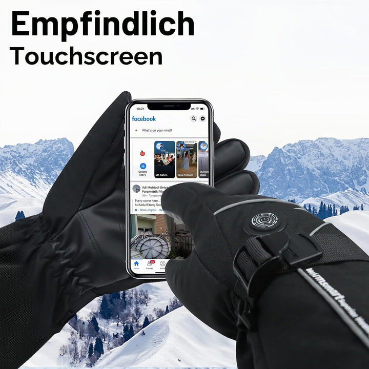 Beheizbare Handschuhe, 7.4V 3000mAh Beheizte Handschuhe für Damen Herren, Winddicht Touchscreen Heiz