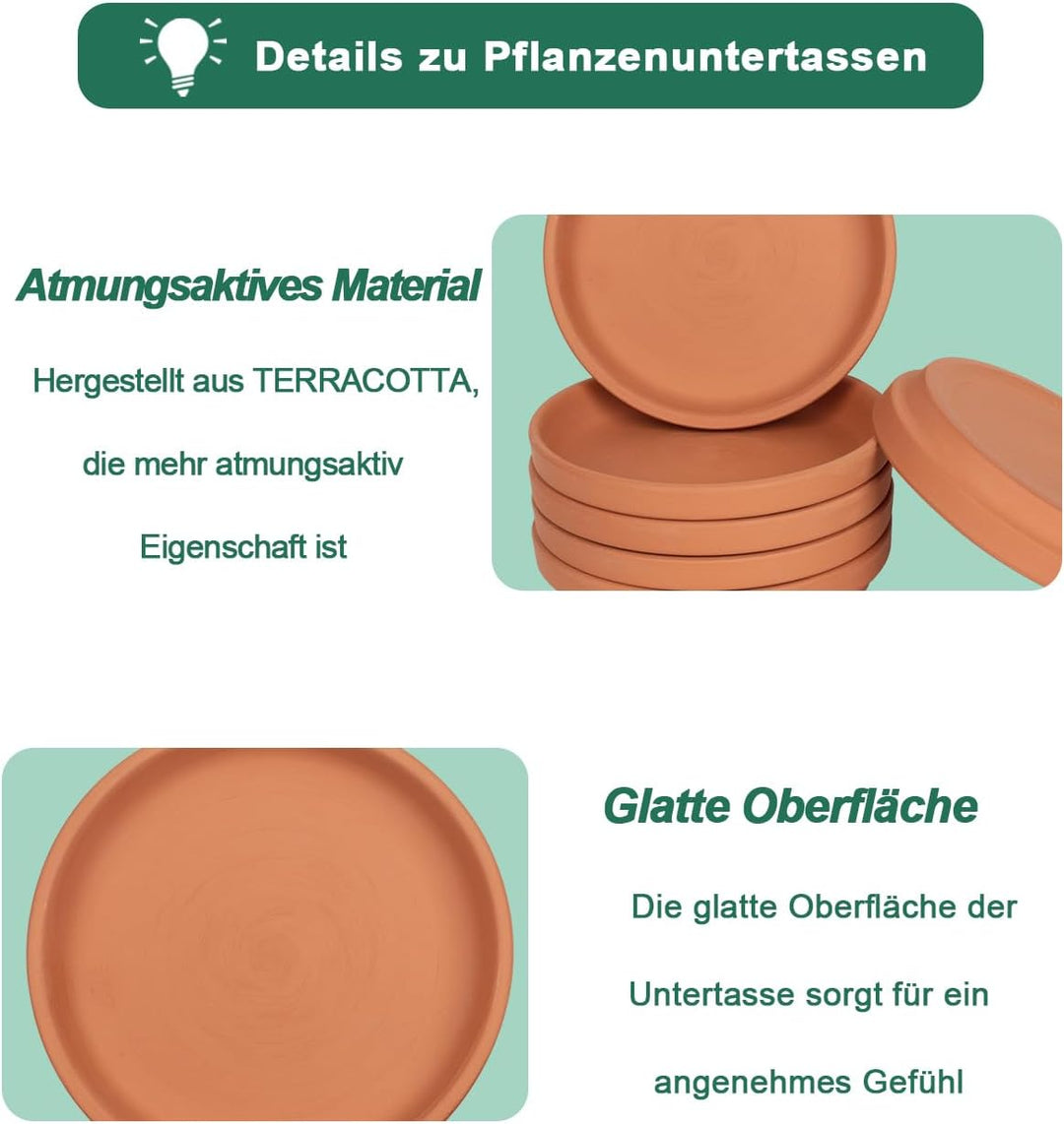 Untersetzer aus Terrakotta-Topf, 17,8 cm, 6 Stück, mittlere runde Blumentopf-Untersetzer, mittlere T