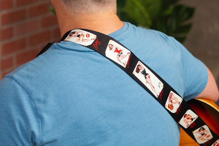 Levy's Leathers MPS2-072 2" Sonic Art Series Polyester Guitar Strap, Pin-Up Design, Mps2-072